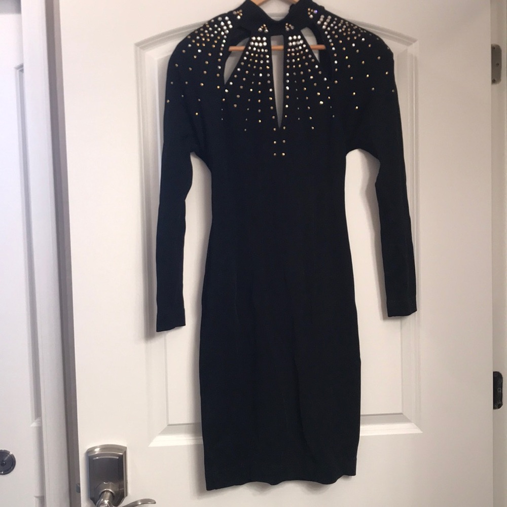 Black high neck designer dress